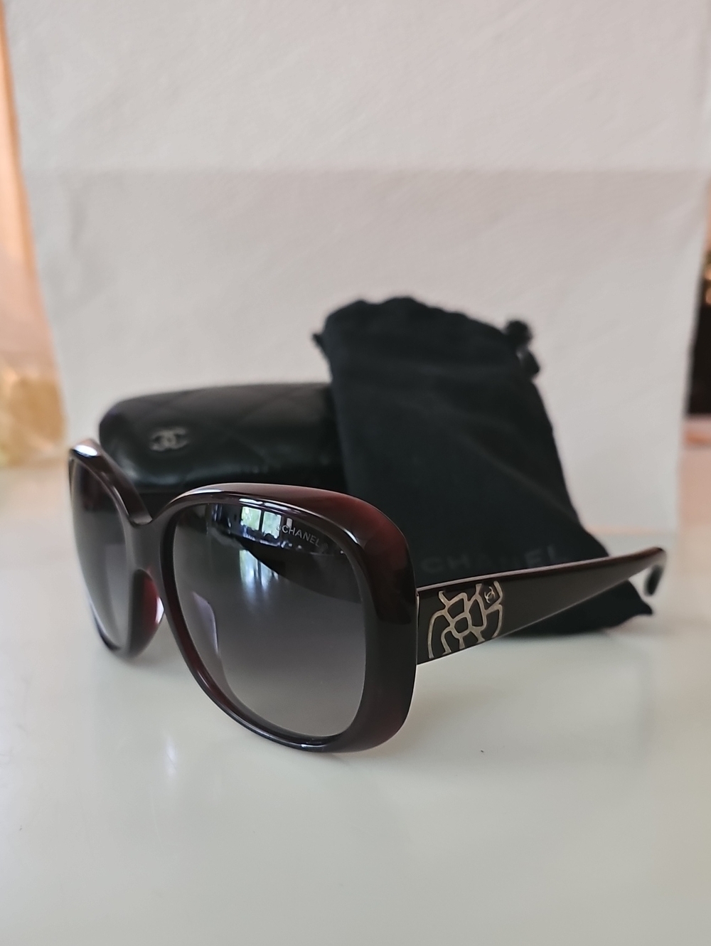 CHANEL CAMELLIA BORDEAUX BC14996047 SUNGLASSES/1A2570 - Picture 15 of 16